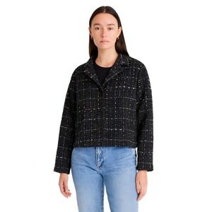 Chico's Tweed Blazer Jacket Black Multicolor Size Large Career Colorful Layering